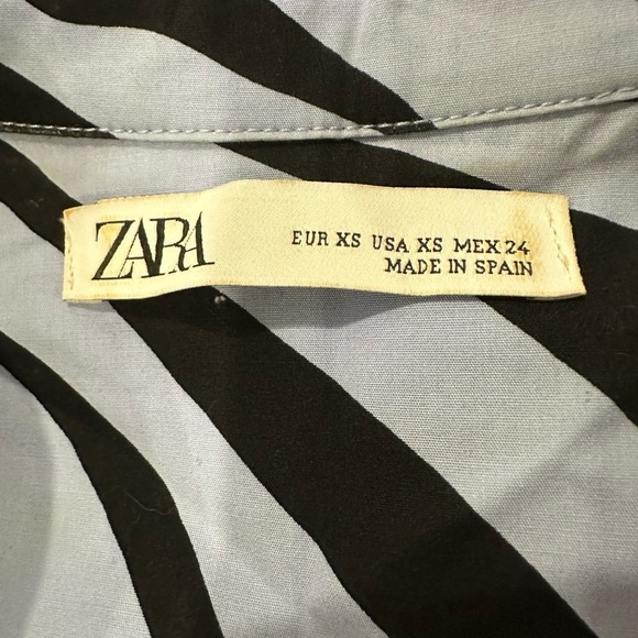 Zara zebra pattern baby  blue button front shirt dress SZ XS - Picture 5 of 8
